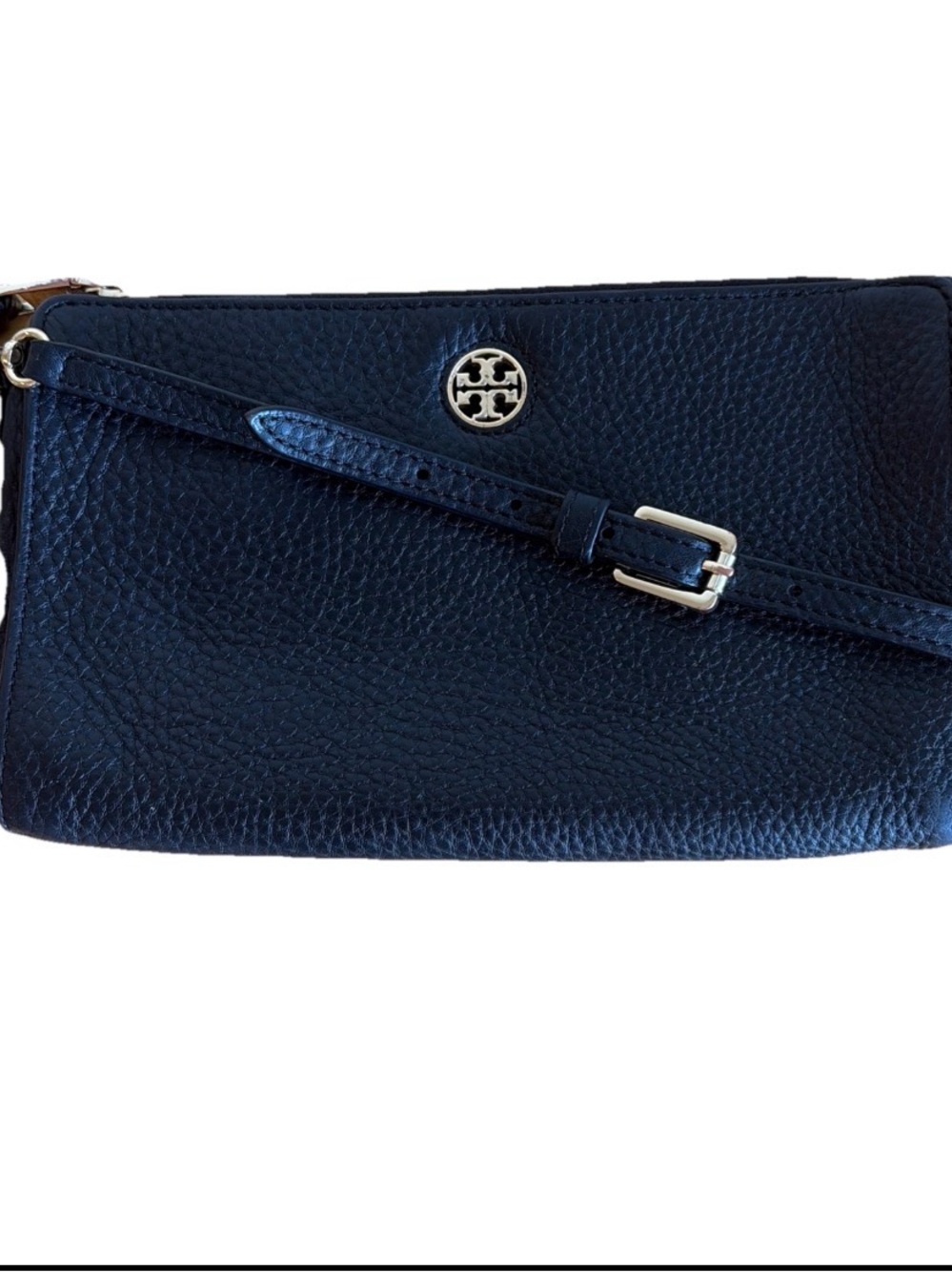 Tory Burch Robinson Black Leather Convertible Crossbody Clutch Bag - Picture 2 of 16